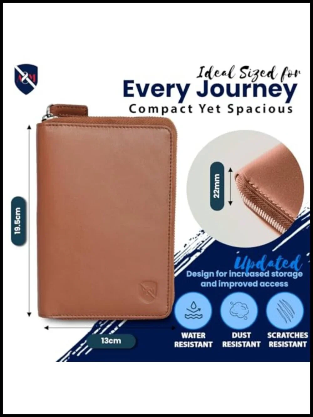100% Leather RFID Blocking Passport Holder Travel Wallet Organizer